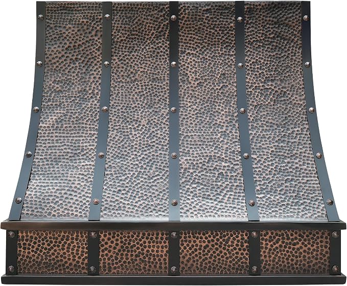 CT Copper Tailor Sloped Copper Vent Hood Island Mount, 1150 CFM Exhaust Fan by CTCopperTailor