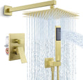 KES Gold Shower Faucet Set, Shower System 10 Inches Rain Shower Head with Handheld, Shower Faucets Sets Complete Pressure Balance (cUPC Certified Shower Valve Included), XB6230F18-BZ
