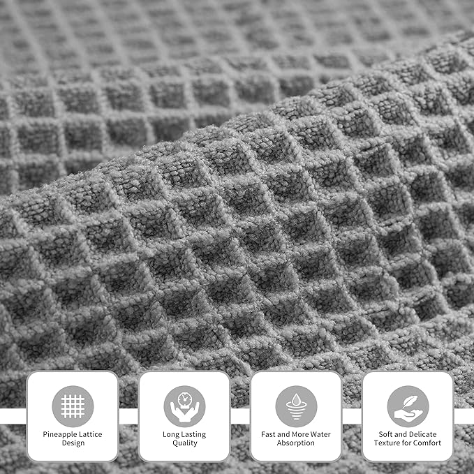 New Microfiber Waffle Bath Towels, 3 Pieces, Oversized, Soft, Absorbent, Fast Drying, Lint Free, Includes Bath, Face and Hand Towels