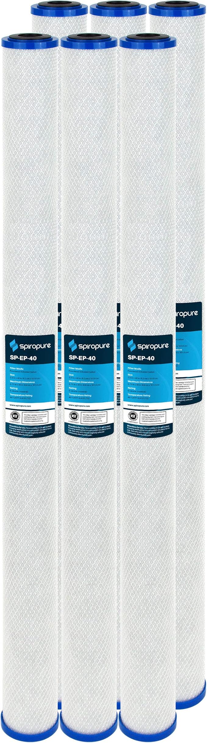 SpiroPure SP-EP-40 40x2.5 5 Micron NSF Certified Coconut Shell Carbon Block by SpiroPure