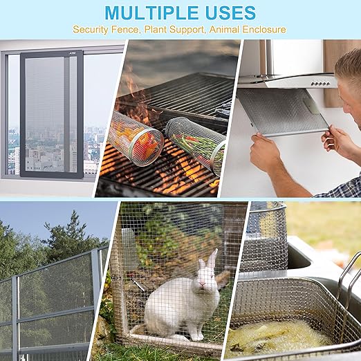 4 Pcs 13x9 5 Mesh 304 Stainless Steel Wire Mesh Sheet, Rustproof Metal Mesh - Image 3
