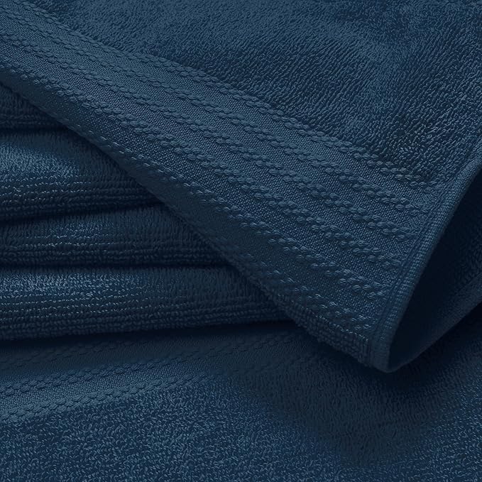 GLAMBURG Ultra Soft 24-Piece Towel Set - 100% Pure Ringspun Cotton, Contains 8 Oversized Bath Towels 27x54, 8 Hand Towels 16x28, 8 Wash Cloths 13x13- Ideal for Everyday use, Hotel & Spa- Mineral Blue