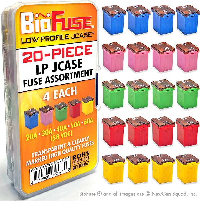 LP JCASE 20-Piece Cartridge Fuse Assortment 20A 30A 40A 50A 60A. Fits Most: by BioFuse