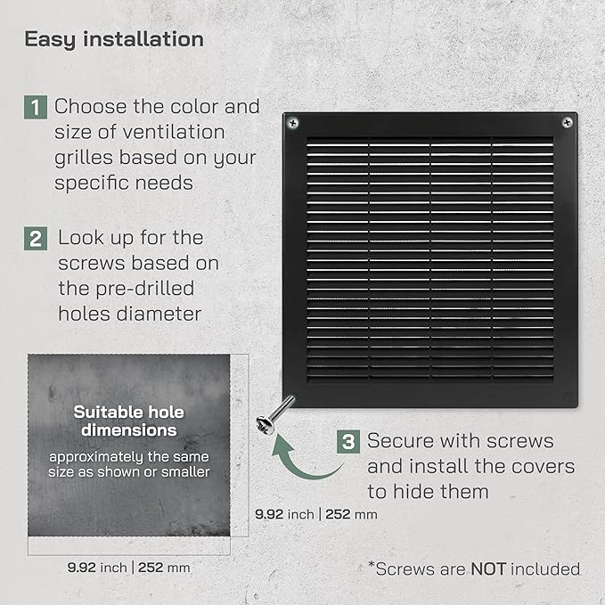Vent Systems 12'' x 12'' Inch Black Soffit Vent Cover - Image 4