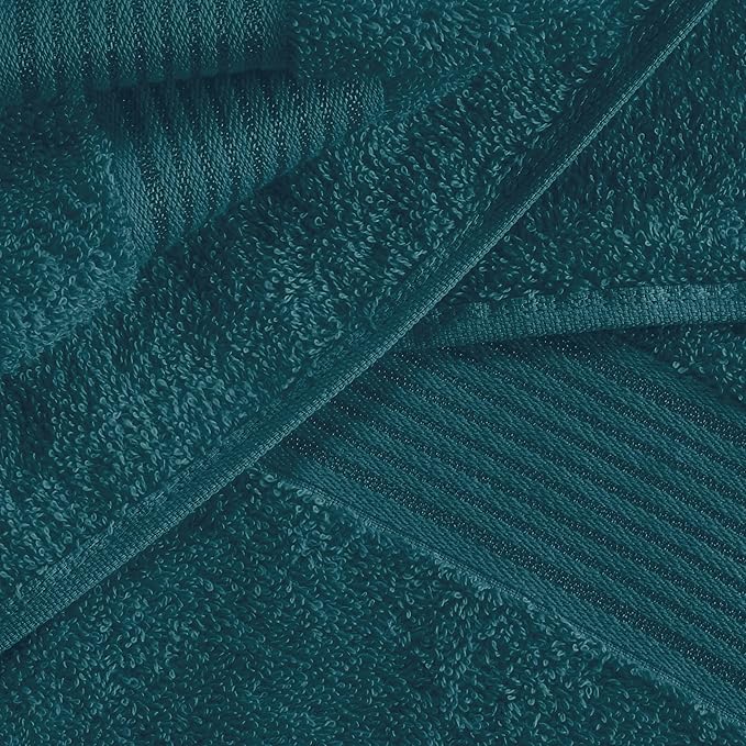 Belizzi Home 100% Cotton Towel Set, Contains 6 Soft Bath Towel, 6 Hand Towels, 12 Wash Cloths - Compact Absorbent Lightweight & Quickdry Towels for Bathroom - 24 Piece Bathroom Towel Set - Teal