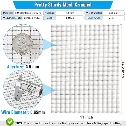 Valchoose Upgraded 2Pack Mesh Screen Crimped 304, 5 Mesh 11 X 14.2 inch - Image 2