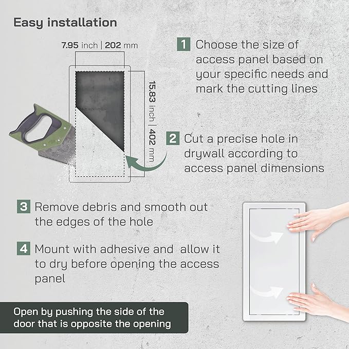Vent Systems 8x16 Access Panel - Pack of 2 - Easy Access Doors - ABS Plastic - Access Panel for Drywall, Wall and Ceiling Electrical and Plumbing - Exterior Dimensions 8,6x16,45 inch