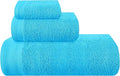 Ultra Soft 3 Pack Cotton Towel Set, Contains a Bath Towels 28x55 inch, a Hand Towels 16x24 inch & a Wash Coths 12x12 inch, Ideal Everyday use, Compact & Lightweight - Turquoise Blue