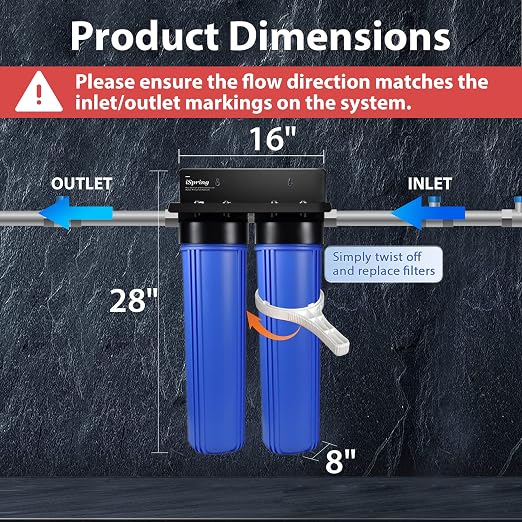 iSpring WGB22B 2-Stage Whole House Water Filtration System, 20” x 4.5” Sediment - Image 4