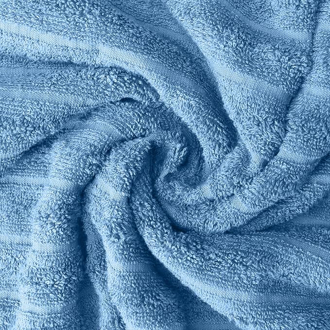 DAN RIVER Pack of 2 Bath Sheet 35x70 Inches, Ribbed Luxury Bath Towel Set, Extra Large and Quick Dry Soft Cotton Towels - Medium Blue