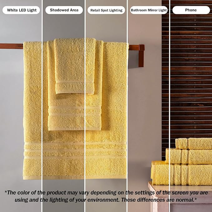 Washcloth Linen Set Premium Original Turkish Cotton, Hotel Quality for Maximum Softness & Absorbency for Face, Hand, Kitchen & Cleaning (Yellow, Washcloth Set)