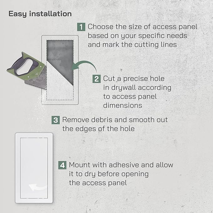 Vent Systems White ABS Plastic - Access Panel 6 x 12 Inch - Pack of 2 - Access Door for Drywall, Wall and Ceiling Electrical and Plumbing Service Wall Hole Cover - Exterior Dimensions 6.6x12.6 Inch