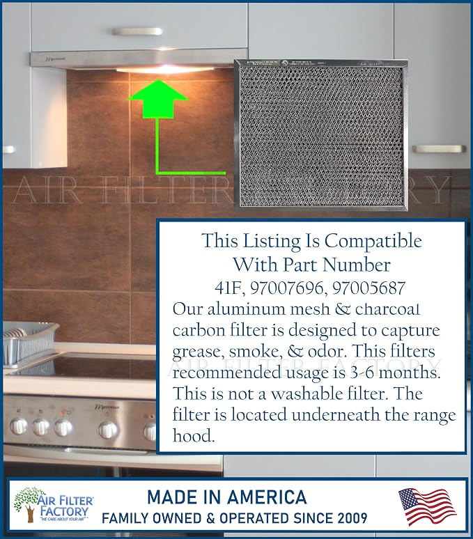 Air Filter Factory Replacement For 41F, 97005687 Broan Nutone Range Hood Grease - Image 5