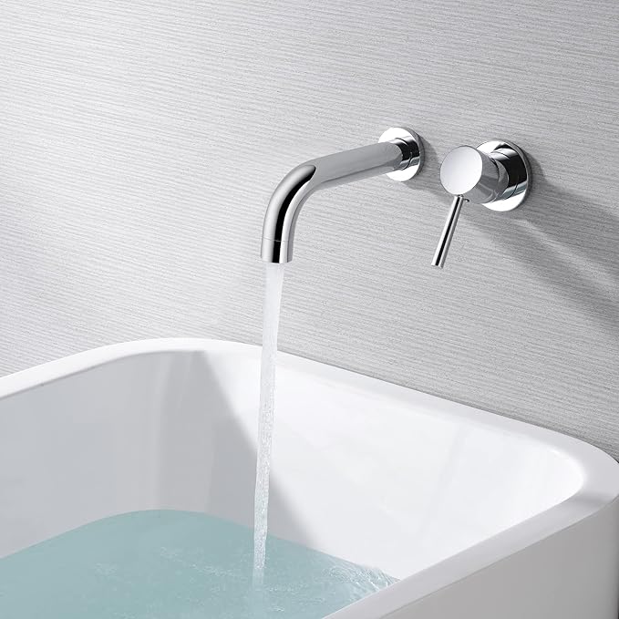 SUMERAIN Wall Mounted Bathtub Faucet, Single Handle Tub Faucet Set Including Rough-in Valve, Chrome
