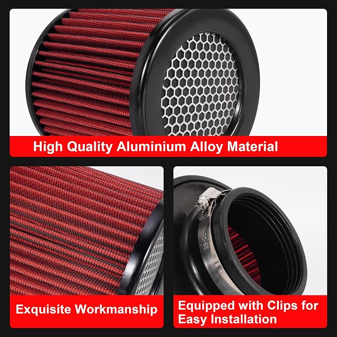 Cold Air Intake Filter High Performance Washable Filter Clamp-On Replacement - Image 5