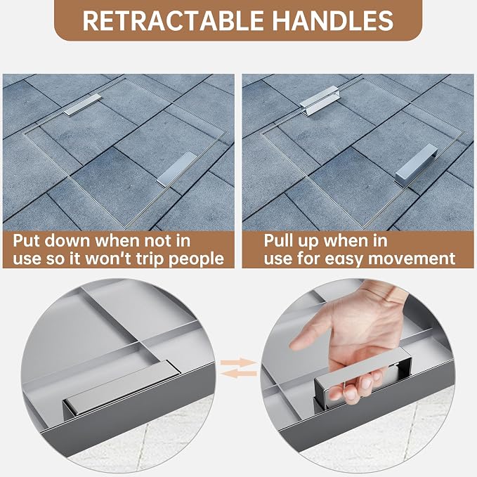 36x36 inch Stainless Steel Invisible Manhole Cover and Frame, Square Recessed - Image 4