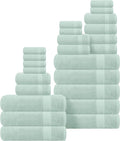 GLAMBURG Ultra Soft 24-Piece Towel Set - 100% Pure Ringspun Cotton, Contains 8 Oversized Bath Towels 27x54, 8 Hand Towels 16x28, 8 Wash Cloths 13x13 - Ideal for Everyday use, Hotel & Spa - Sea Green