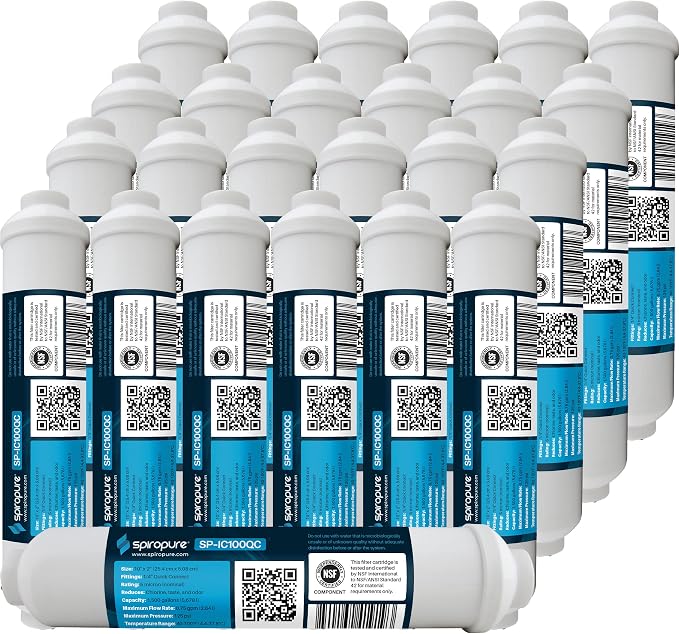 SpiroPure Inline Filter NSF Coconut Shell Granular Carbon Water Filter by SpiroPure