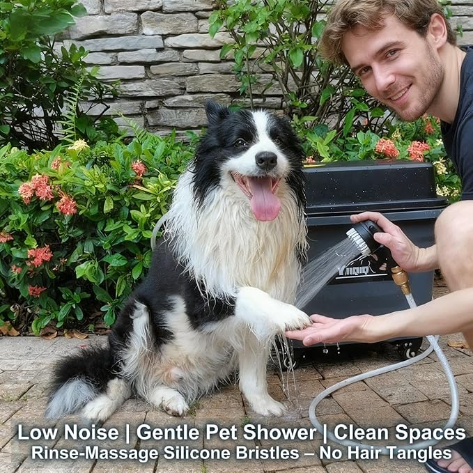 Cordless Portable Pressure Washer (Max 330PSI) - Self-Contained Camping Shower | 10Gal Tank, 5H Runtime, No Hose Needed | Multi-Use for Car Cleaning/Pet Bath/Garden Watering (Black)