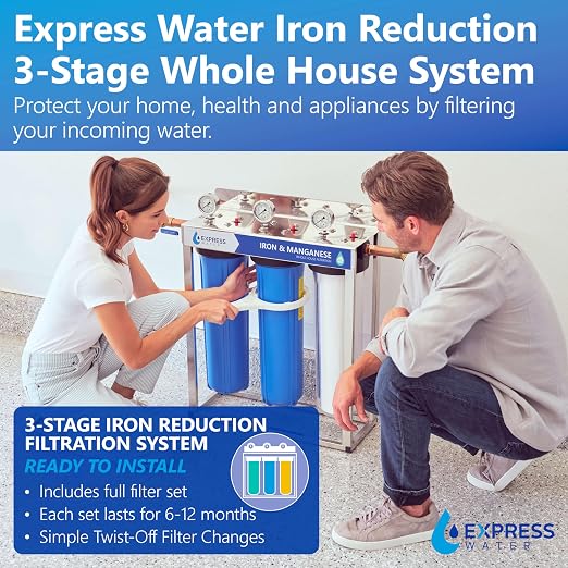 Express Water Whole House Water Filter System | IRON & MANGANESE | 3 Stage Full - Image 2