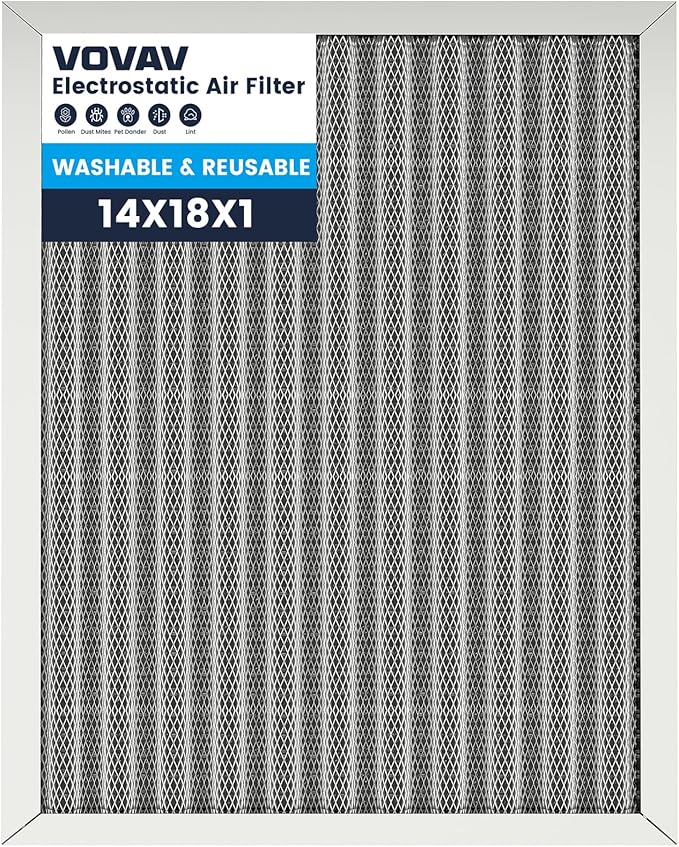 14x18x1 Air Filter-MERV 8, Washable & Reusable Electrostatic Air Filter by VOVAV