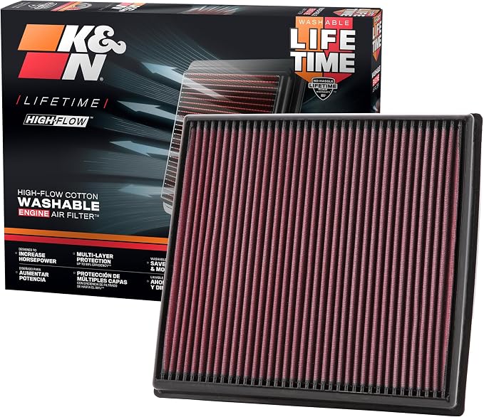 K&N High-Flow Original Lifetime Engine Air Filter: Increase Power: Premium by KNEngineeringInc