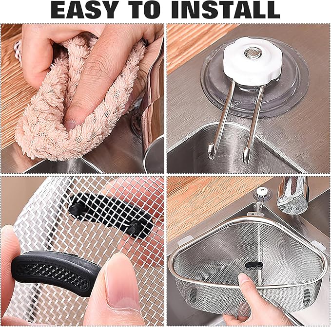 Hemoton Triangle Corner Sink Strainer Basket 8.46X6.10X2.95In Kitchen Drain - Image 8