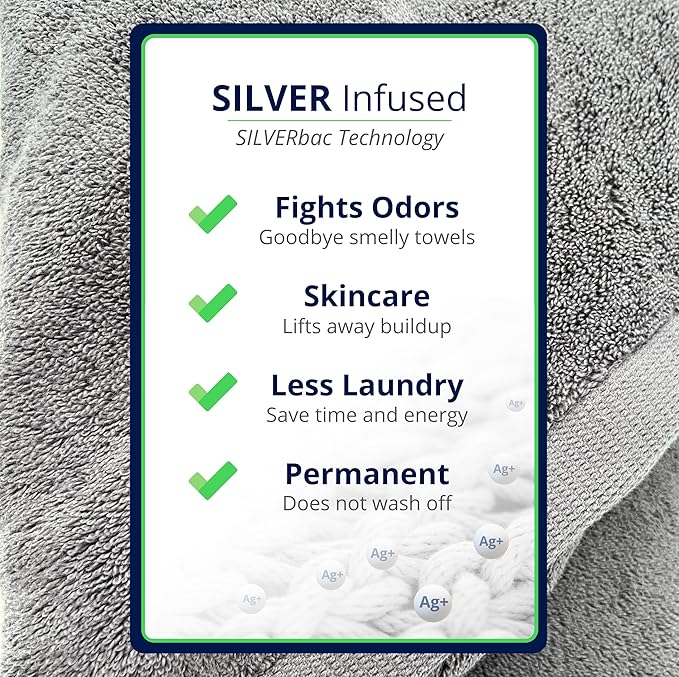 Lincoln & Palm 3 Piece Turkish Towels Set, Thick, Soft, Plush 700 GSM Spa & Hotel Quality, Silver Infused SILVERbac | Bath 58x30, Hand 30x16, Face Wash Cloth 13x13 (3 Piece Towel Set, Ivory)