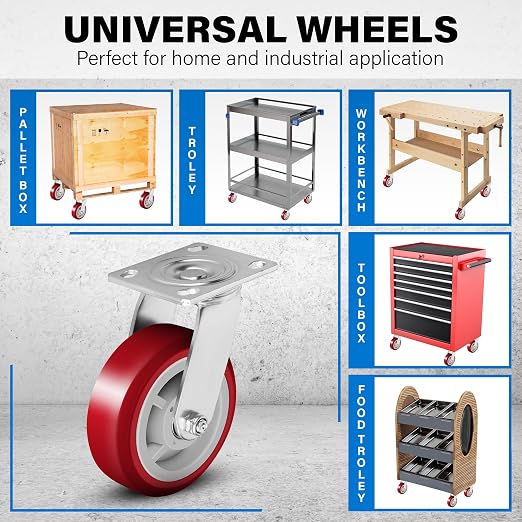 6 Inch Heavy Duty Casters Set of 4, Scratch Resistant & 360 Degree Rotatable - Image 4