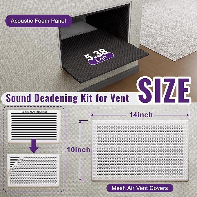 Mxclimate Sound Deadening Kit for Vent, Sound Proof Foam Panels 5.38 sqft - Image 2
