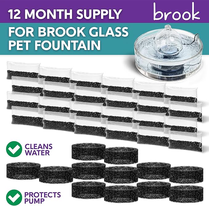 BROOK Glass Pet Fountain Filter Replacement Set – 12 Filter Rings & 24 - Image 2