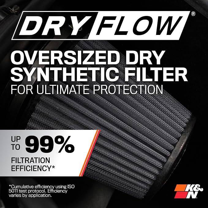 K&N Cold Air Intake System: Dry-Flow Air Filter, Increase Performance & Towing: - Image 4