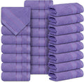 Casa Lino Face Towels & Body Wash Cloths for Showering - 100% Cotton Wash Cloths for Bathroom - Highly Absorbent & Quick Drying Washcloth Set - Cotton Washcloths 24 Pack (12" x 12") - (Purple)