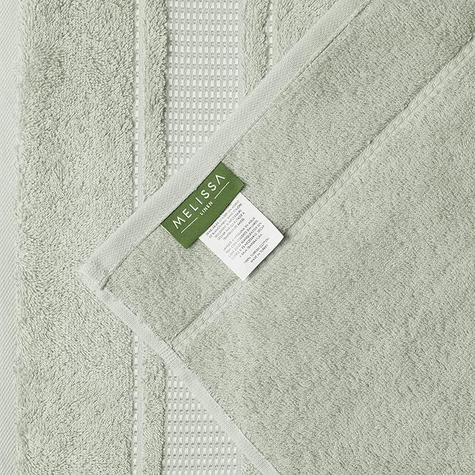 Melissa Linen, Fingertip Towels 4 Pack, 100% Turkish Cotton, Small Hand Towels for Body and Face, 12 x 18 in, Soft and Absorbent, Quick Dry, (Mint Green Fingertip Hand Towels)