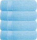 BELZZI Home Ultra Soft 4 Pack Oversized Bath Towel Set 27x54, Cotton Compact Bath Towels, Highly Absorbant Eco-Friendly Quickdry & Lightweight Towel, Ideal for Gym Travel Camp Pool - Sky Blue