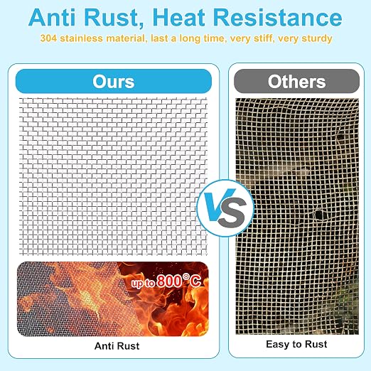 4 Pcs 13x9 20 Mesh 304 Stainless Steel Wire Mesh Sheet, Rustproof Metal Mesh - Image 6
