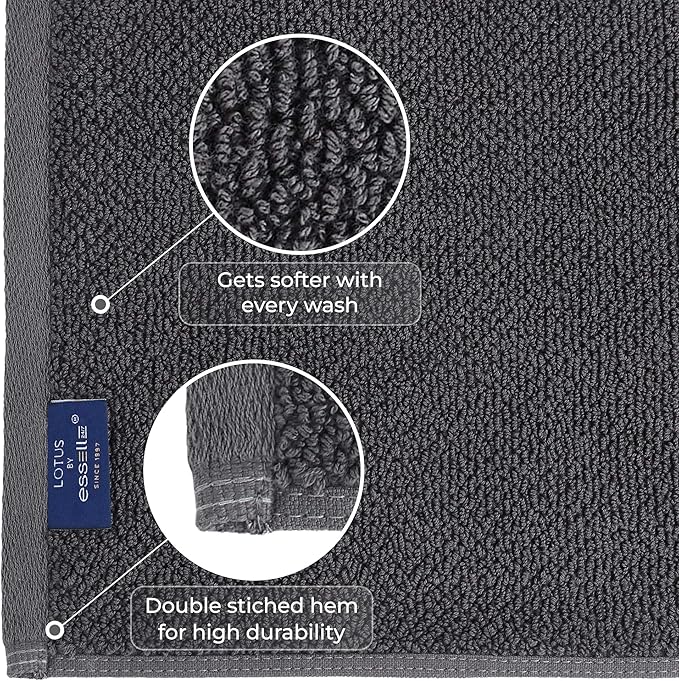 6 Piece Towel Set, 680 GSM 100% Cotton, Premium Quality - 2 Bath Towels, 2 Hand Towels, 2 Wash Cloths-Ultra Soft, Super Absorbent Popcorn Textured Weaved for Home, Spa, Hotels, Bathroom - Charcoal