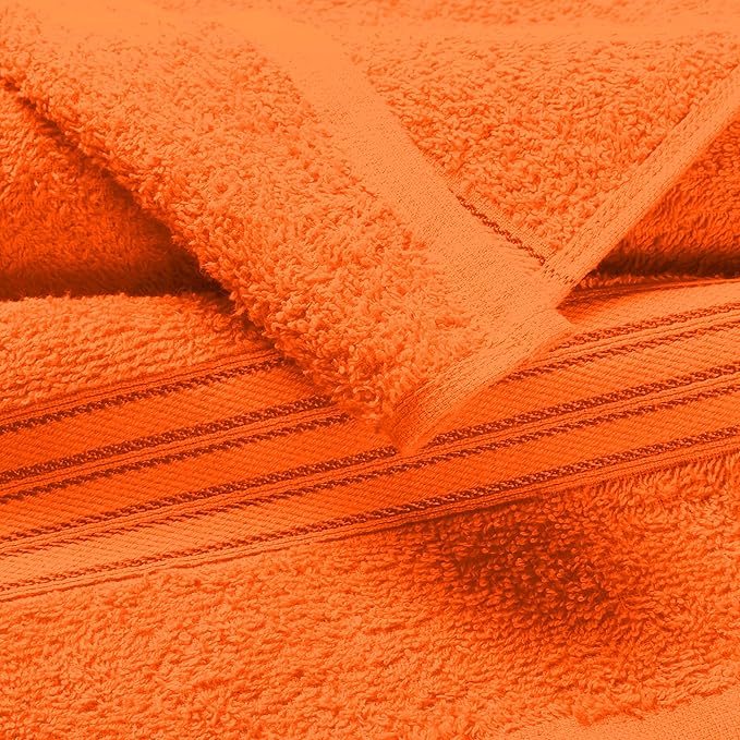 BOUTIQUO Ultra Soft Cotton Washcloths, Contains 12 Piece Face Cloths 12x12 inch, Ideal for Everyday use Face Towels, Compact & Lightweight Multi Purpose Washcloths - Orange