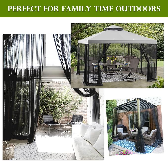 RYB HOME 2 Panels Porch Screen Mesh Outdoor Curtains Lightweight Mosquito - Image 5