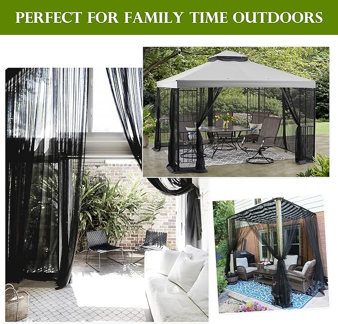RYB HOME 2 Panels Porch Screen Mesh Outdoor Curtains Lightweight Mosquito - Image 7