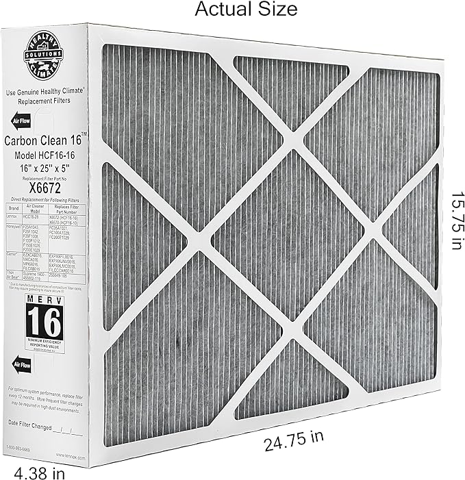Lennox Healthy Climate Lennox X6672 16x25x5 Healthy Climate Carbon-Clean MERV - Image 2