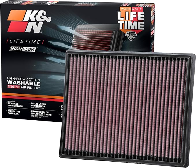 K&N High-Flow Original Lifetime Engine Air Filter: Increase Power: Premium by KNEngineeringInc