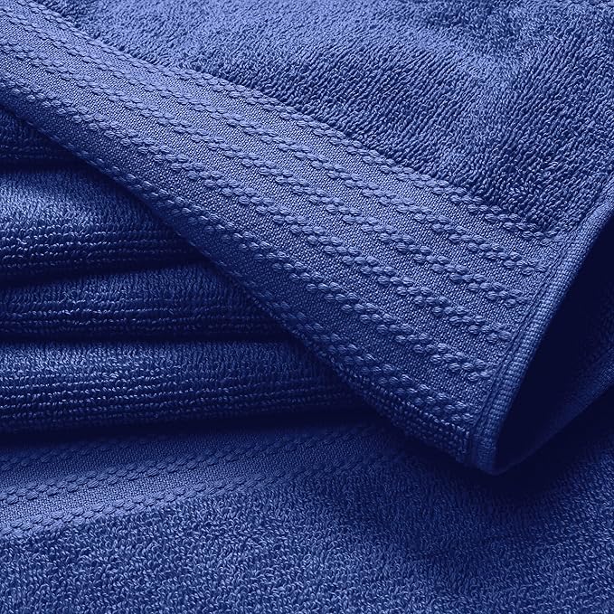 GLAMBURG Ultra Soft 6-Piece Hand Towel Set 16x28-100% Ringspun Cotton - Durable & Highly Absorbent Hand Towels - Ideal for use in Bathroom, Kitchen, Gym, Spa & General Cleaning - Navy Blue
