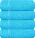 MyOwn Ultra Soft 4 Pack Oversized Bath Towel Set 27x54 inches, 100% Cotton Bath Towels, Highly Absorbant Compact Quickdry & Lightweight Towel, Ideal for Gym Travel Camp Pool - Turquoise Blue