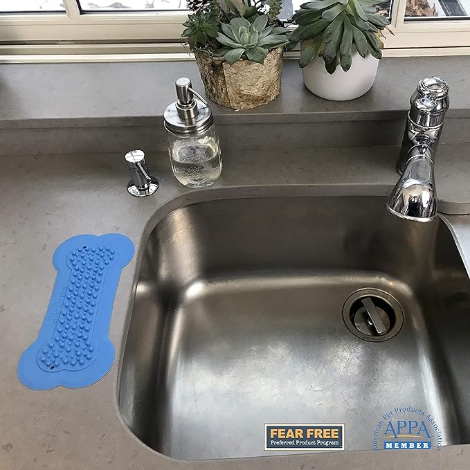 Lick Lick Pad Dog Accessories | Pet Shower Attachment | Dog Peanut Butter Lick Pad | Dog Bathing Station | Dog Bathing Supplies | Veterinarian Used | Suction to Wall | Large (Large - 2 Pack, Blue)