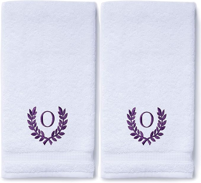 Decorative and Monogrammed Hand Towels for Bathroom Kitchen Makeup | Personalized Gift for Wedding-Bridal | Roman Font Custom Luxury Turkish Towel | Spa Collection, Oversized, 16 X 30 Inch, Set of 2