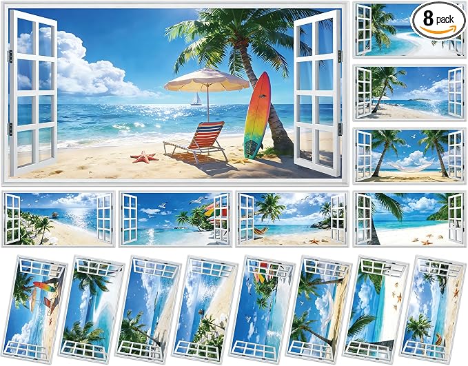 8 Pcs Summer Beach Fluorescent Light Covers by Wiooffen