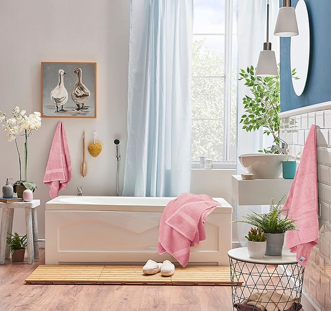 Utopia Towels 8 Piece Luxury Towel Set – Majestic Plush, Super Absorbent & Quicker-to-Dry, Thick 100% Ring Spun Cotton Towels for Bathroom, Spa & Hotel – 2 Bath, 2 Hand, 4 Washcloths, Dusty Pink