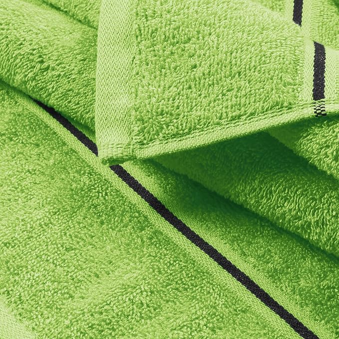 MyOwn Ultra Soft 6 Pack Cotton Towel Set, Contains 2 Bath Towels 28x55 inch, 2 Hand Towels 16x24 inch & 2 Wash Coths 12x12 inch, Ideal Everyday use, Compact & Lightweight - Kiwi Green