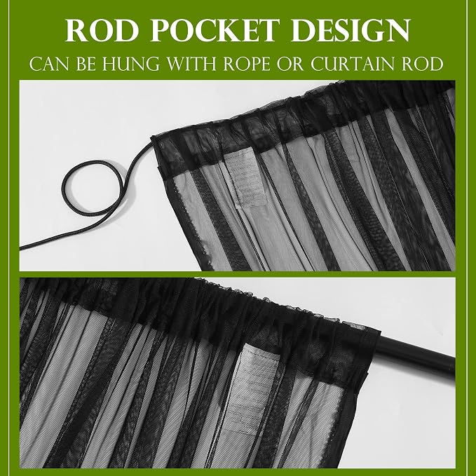 RYB HOME 2 Panels Porch Screen Mesh Outdoor Curtains Lightweight Mosquito - Image 6
